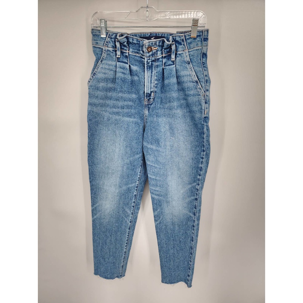 Hollister Ultra High Rise Mom Jean Vintage Medium Blue Stretch Size 27